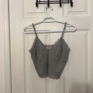 Gray Lace Trim Cami Top